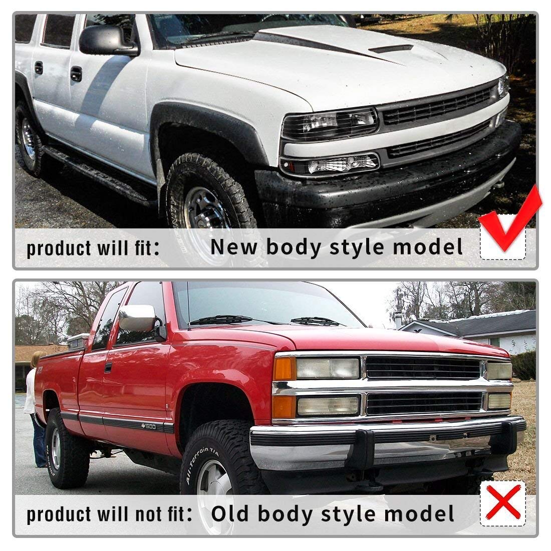 AUTOSAVER88 Headlight Assembly & LED Tail Lights Combo for 1999-2002 Chevy Silverado - Durable Replacement Parts for Night Driving & Enhanced Safety