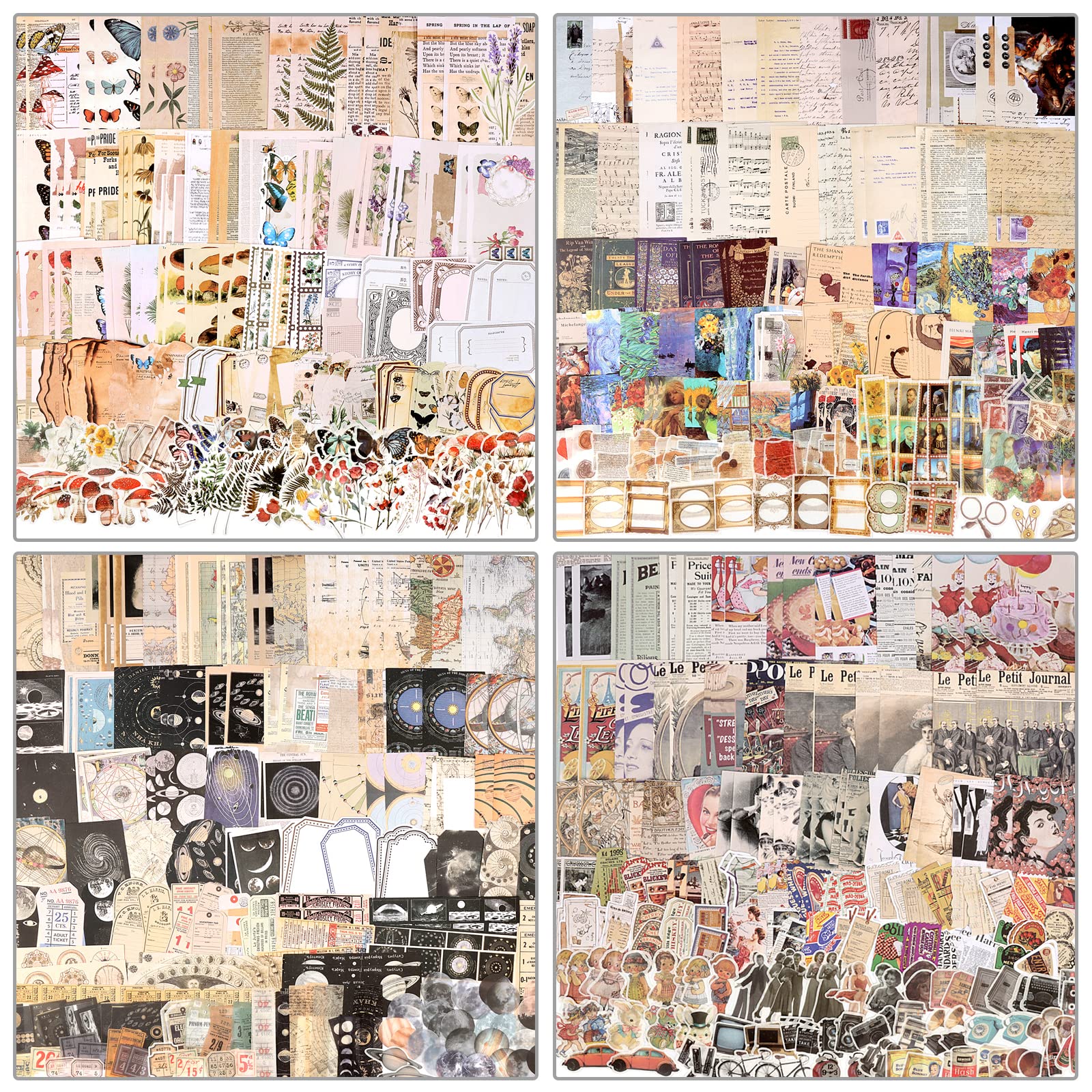 800pcs Vintage Junk Journal Supplies Kit - Scrapbook Paper, Stickers & Ephemera for Aesthetic Journaling, Collage Art - Perfect for DIY Scrapbooking, Bullet Journal Decoration and Creative Memory Keeping