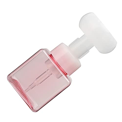 Premium Foam Dispenser Bottle for Lotion, Shampoo & Shower Gel - Square Transparent Pink Floral Design | Perfect for Bathroom, Salon & Travel Use