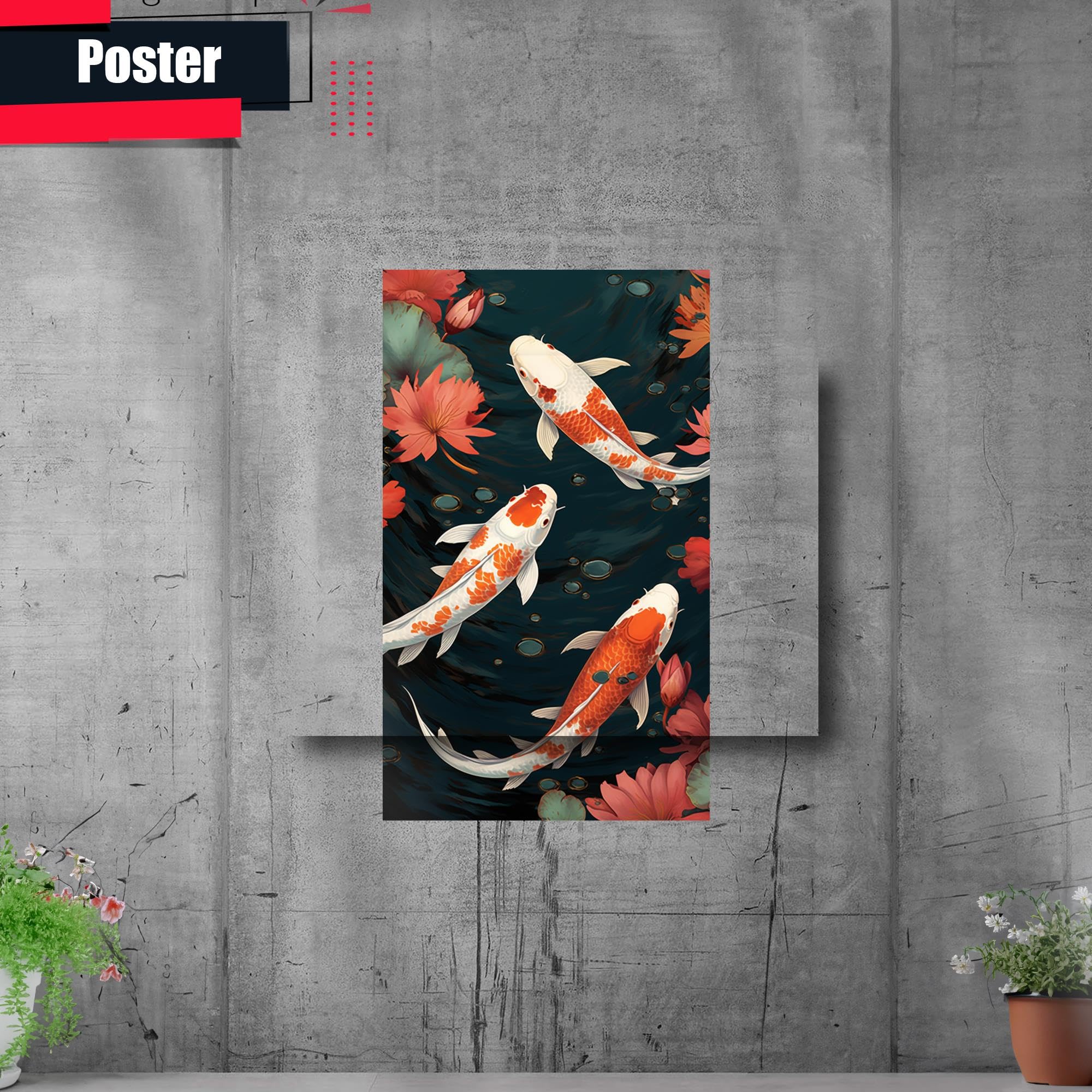 Japanese Koi Fish Art Print - Zen Wall Decor for Home & Office