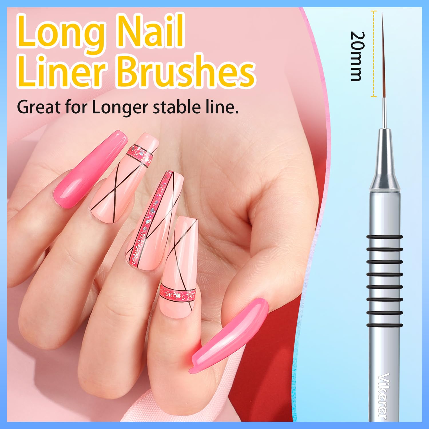 6Pcs Professional Nail Art Liner Brushes Set with 3Pcs Clean Up Brushes - Flat, Oval & Fine Angled Gel Nail Brushes for Acrylic, Gel Polish & Nail Art Design - Perfect for Salon, Home Manicure & Detailed Nail Painting (Silver)