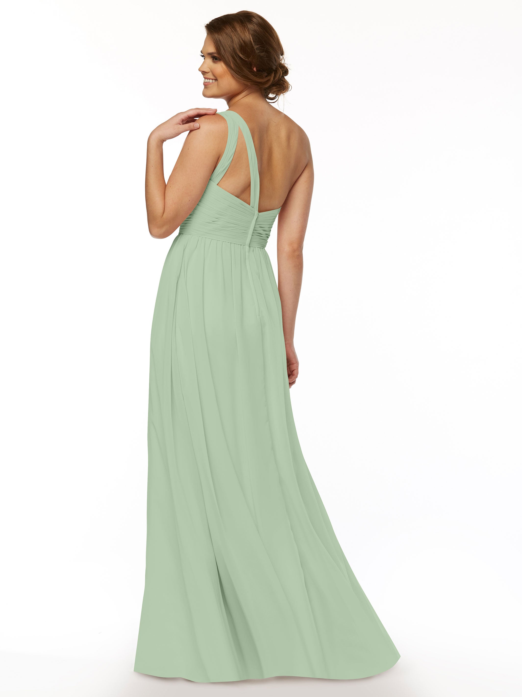 Elegant One Shoulder A-Line Chiffon Bridesmaid Dress with Ruching - Perfect for Weddings, Formal Events & Special Occasions