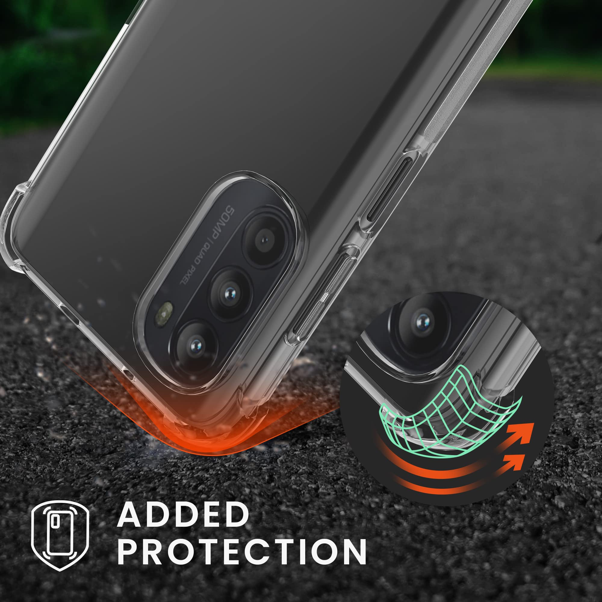 kwmobile Clear TPU Crossbody Phone Case Compatible with Motorola Moto G52 & Moto G82 5G - Shockproof Protective Cover with Lanyard Strap (Transparent/Black) - Perfect for Travel, Shopping & Outdoor Activities