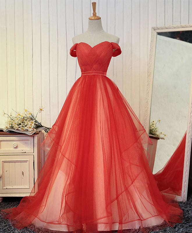 Custom Made Tulle Off Shoulder Long Prom Dress - Elegant Evening Gown for Formal Events, Weddings & Special Occasions