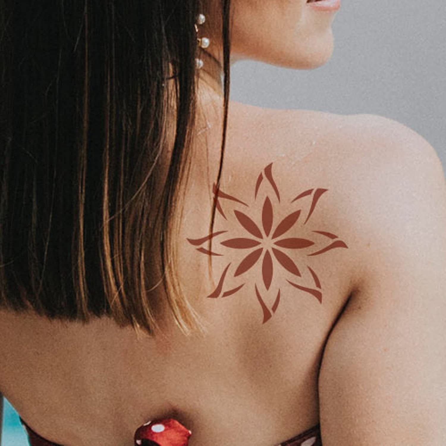 Premium DIY Henna Tattoo Stencil Kit - Full Back Design Temporary Tattoos for Women, Girls & Kids | Beautiful Mehndi Patterns for Parties, Weddings & Festivals | PRB-05