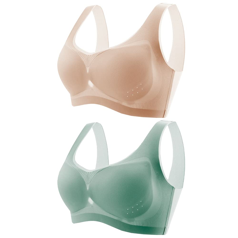 Hawtrytoa Women's Wireless Bras - Ultra Thin Ice Silk Comfort Bra, Breathable Wirefree Everyday Bra Pack for Lounge, Sleep & Yoga