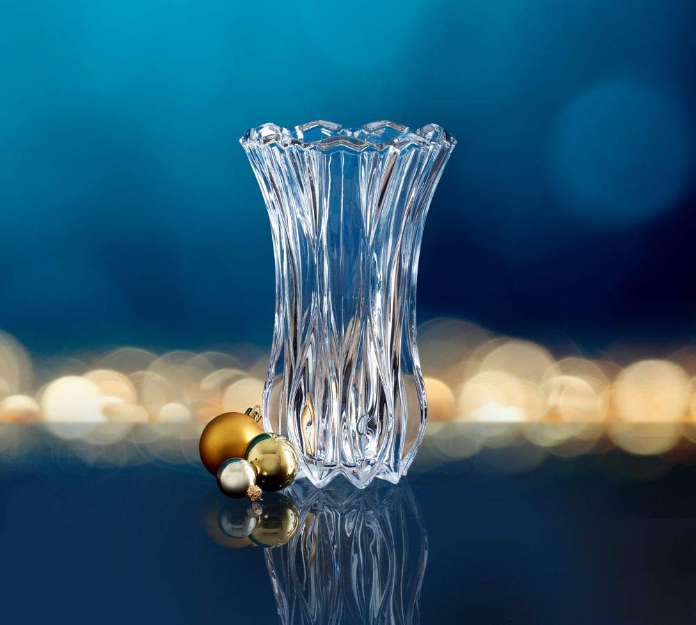 Mikasa Celebrations Blossom Crystal Vase - 12 Inch Elegant Floral Centerpiece for Weddings, Anniversaries & Home Decor