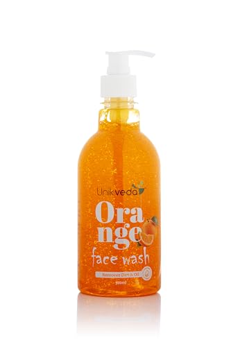 UNIKVEDA Orange Natural Skin Brightening Face Wash - Detoxifying Facial Cleanser for Men & Women, All Skin Types, 500ml | Brightens Dull Skin, Removes Impurities - Perfect for Daily Skincare Routine & Glowing Complexion