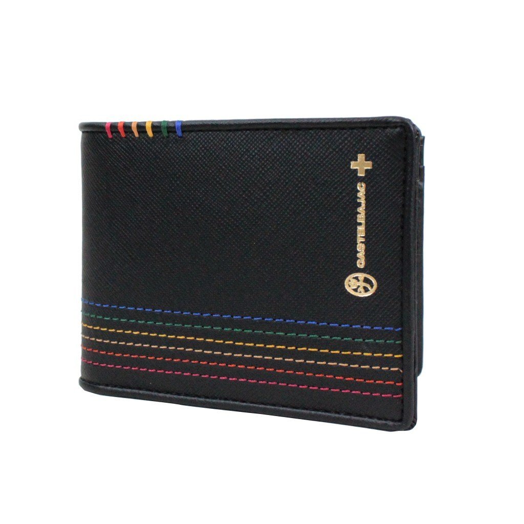 CASTELBAJAC Sest Bi-fold Wallet 027603 Black - Slim Leather Billfold for Men & Women - Perfect for Everyday Use, Travel, and Business