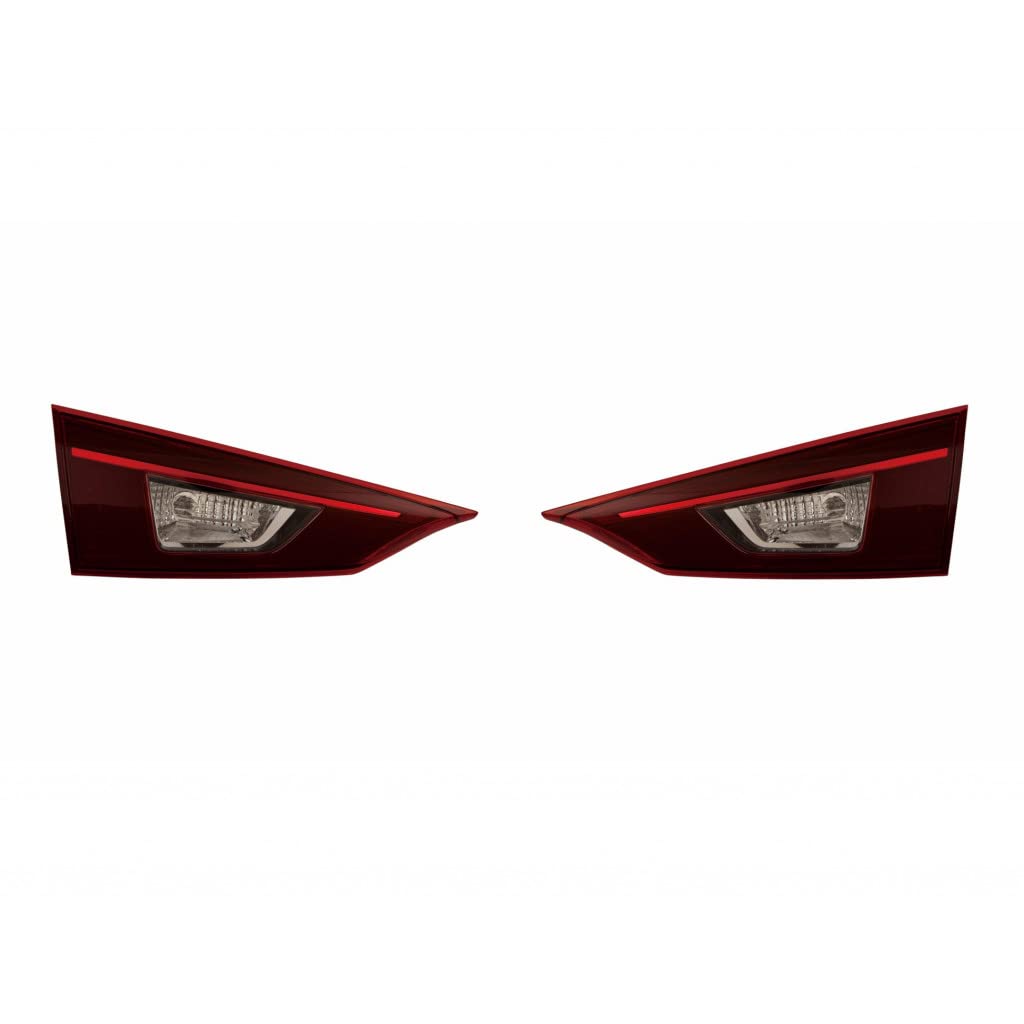 Premium CAPA Certified Tail Light Assembly Pair for Mazda 3 Sedan 2014-2016 - Clear Lens, Bulb Type (Driver & Passenger Side) | Perfect Fit MA2802123, MA2803123, BJT1513G0, BJT1513F0 | Enhanced Night Visibility & Safety for Daily Commute or Road Trips