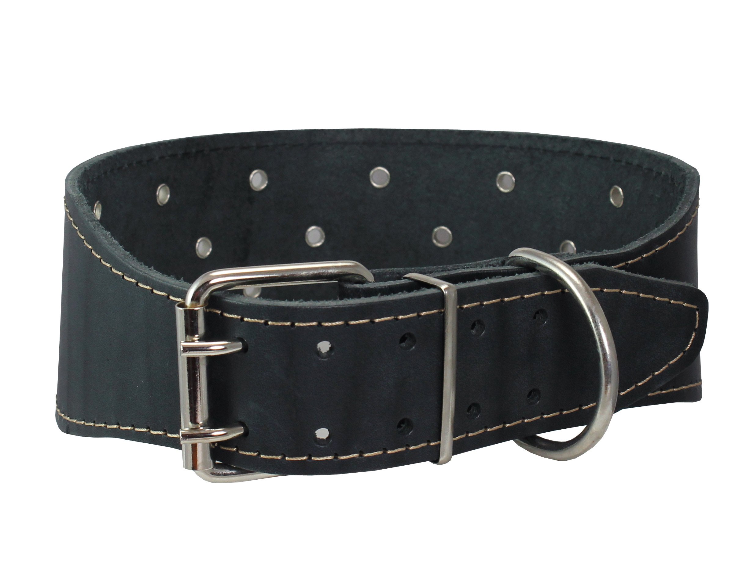 Extra Wide Heavy Duty Genuine Leather Studded Dog Collar for Large Breeds (23.5