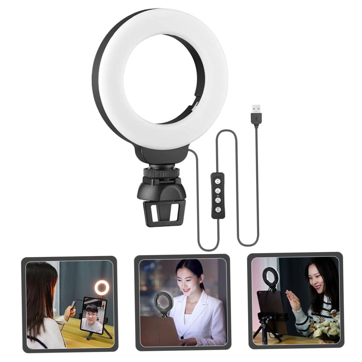 Hemobllo Laptop Mini Ring Light with Live Fill Light for Video Conferencing, Selfie, and Camera Lighting Kit – Perfect for Laptops, Computers, and Online Meetings