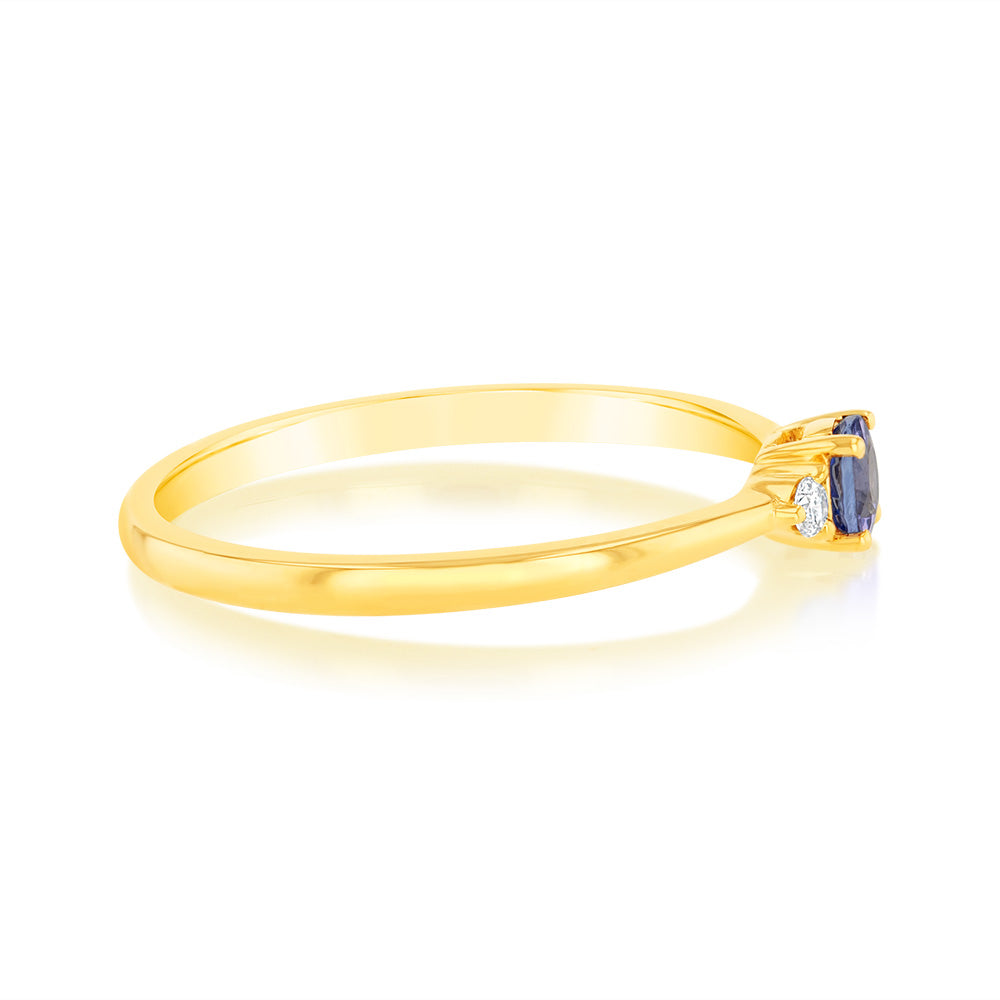 0.27 Carat Tanzanite and Diamond Ring in 9ct Yellow Gold - Elegant Jewelry for Engagement, Anniversary & Special Occasions