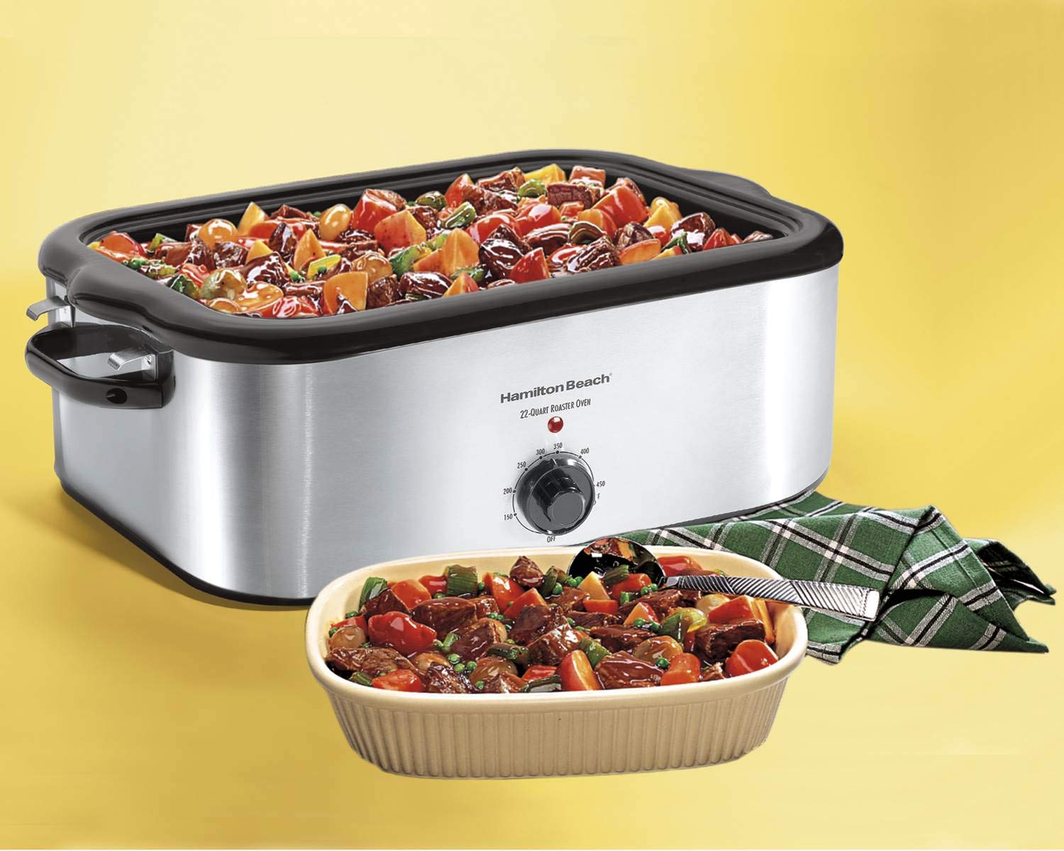Hamilton Beach 32229 22-Quart Stainless Steel Roaster Oven - Perfect for Holiday Turkey, Large Family Dinners & Catering Events