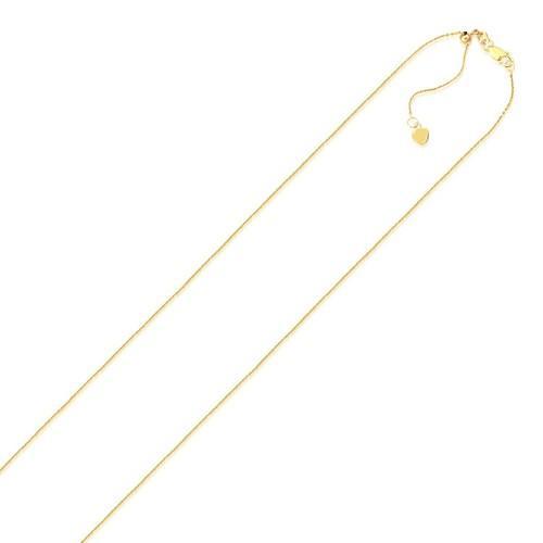 14K Yellow Gold Adjustable Cable Chain Necklace 0.9mm Thin 22 Inch - Perfect for Layering, Gifts & Everyday Elegance