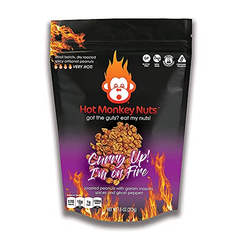 Hot & Spicy Roasted Peanuts with Garam Masala, Tomato, Buttermilk & Ghost Pepper - Non-GMO, Gluten Free, Healthy Snack - Perfect for Parties, Movie Nights & On-the-Go Energy Boost