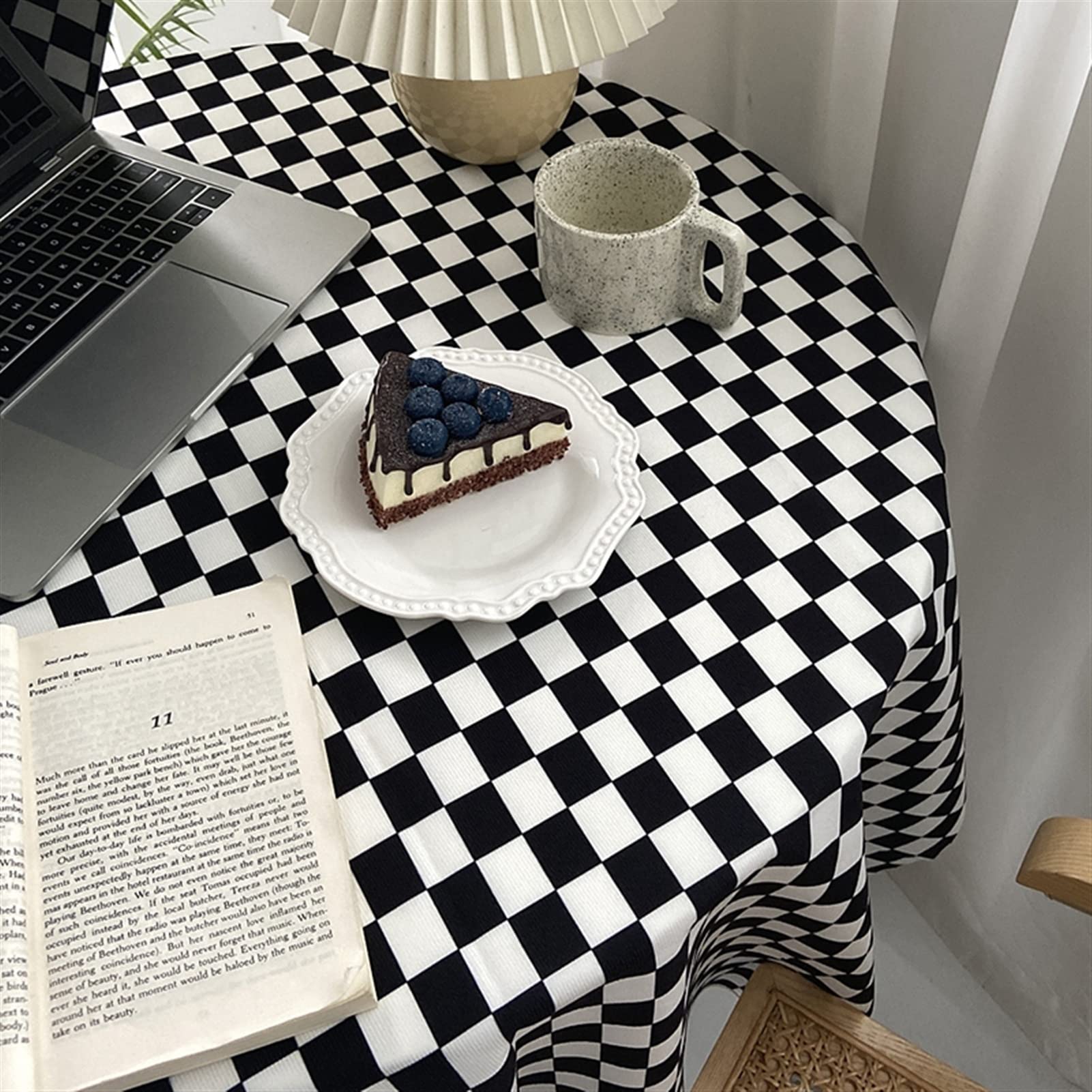 Elegant Checkered Tablecloth for Dining Table - Luxury Ins Style Home Decor, Cafe & Restaurant Table Cover, Simple Checkerboard Design for Background Cloth or Desk Mat - Perfect for Dinner Parties, Coffee Shops and Home Decorating