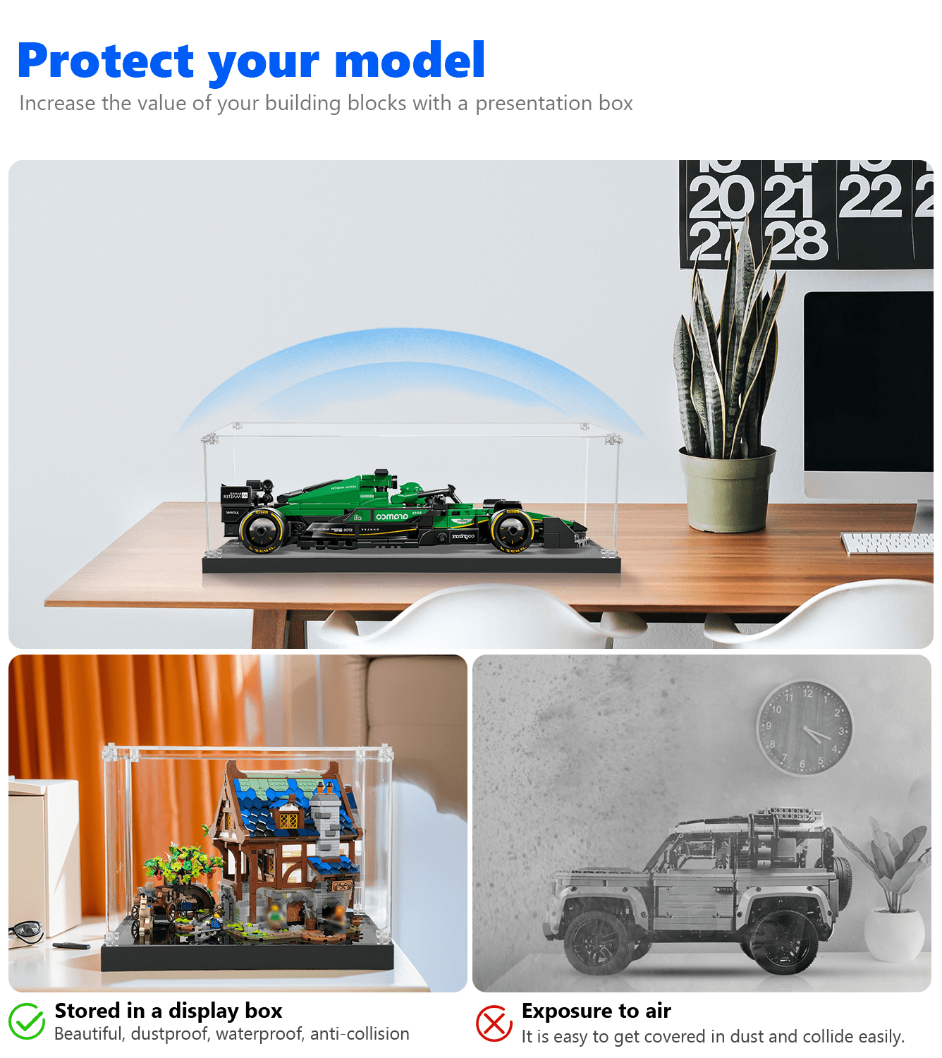 LEGO Aston Martin Aramco F1 AMR24 (1:32 Scale) Display Case - Protective Showcase for 77245 Model Car - Perfect for Collectors & Home Office Decor