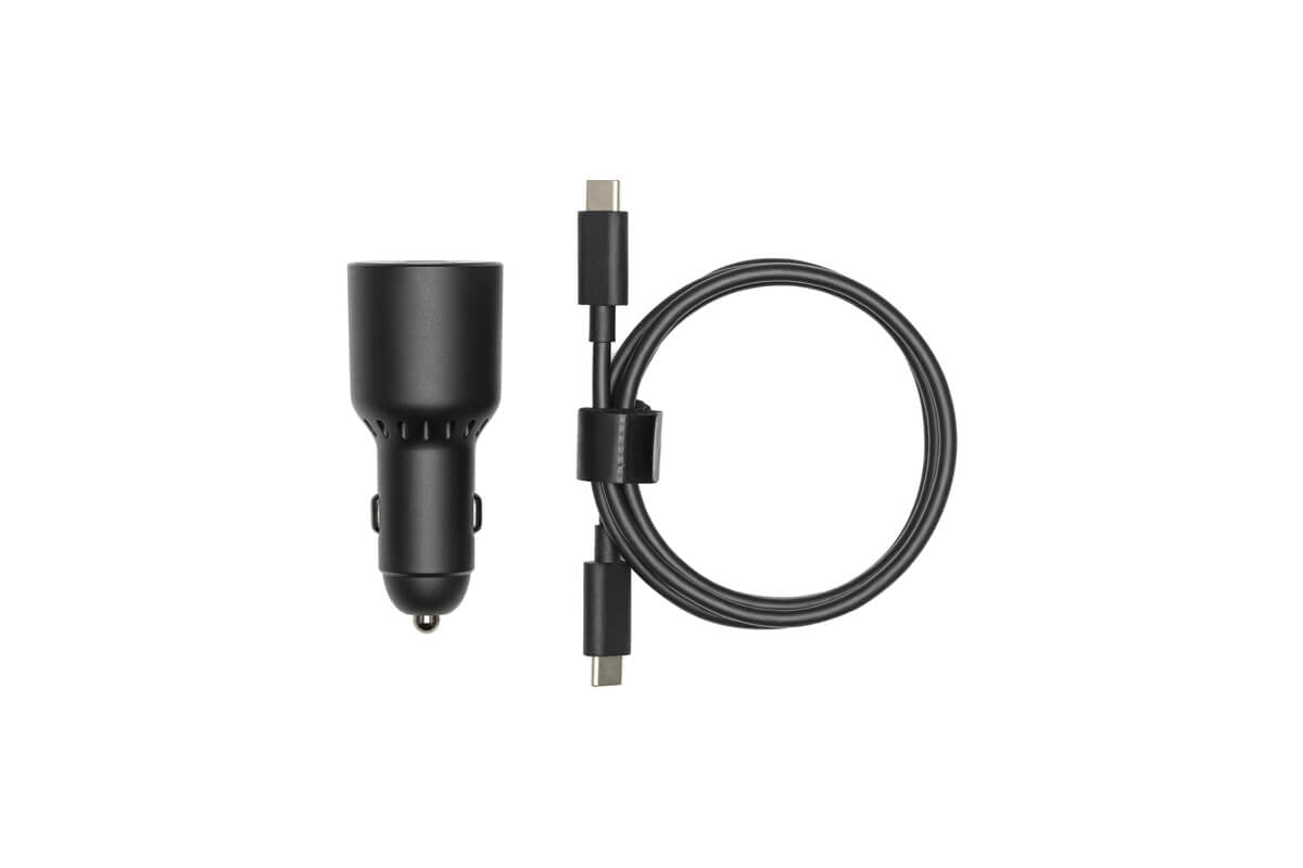 DJI 65W Fast Car Charger - USB-C PD & QC 3.0 Compatible for Phones, Tablets & Laptops - Perfect for Road Trips & Business Travel