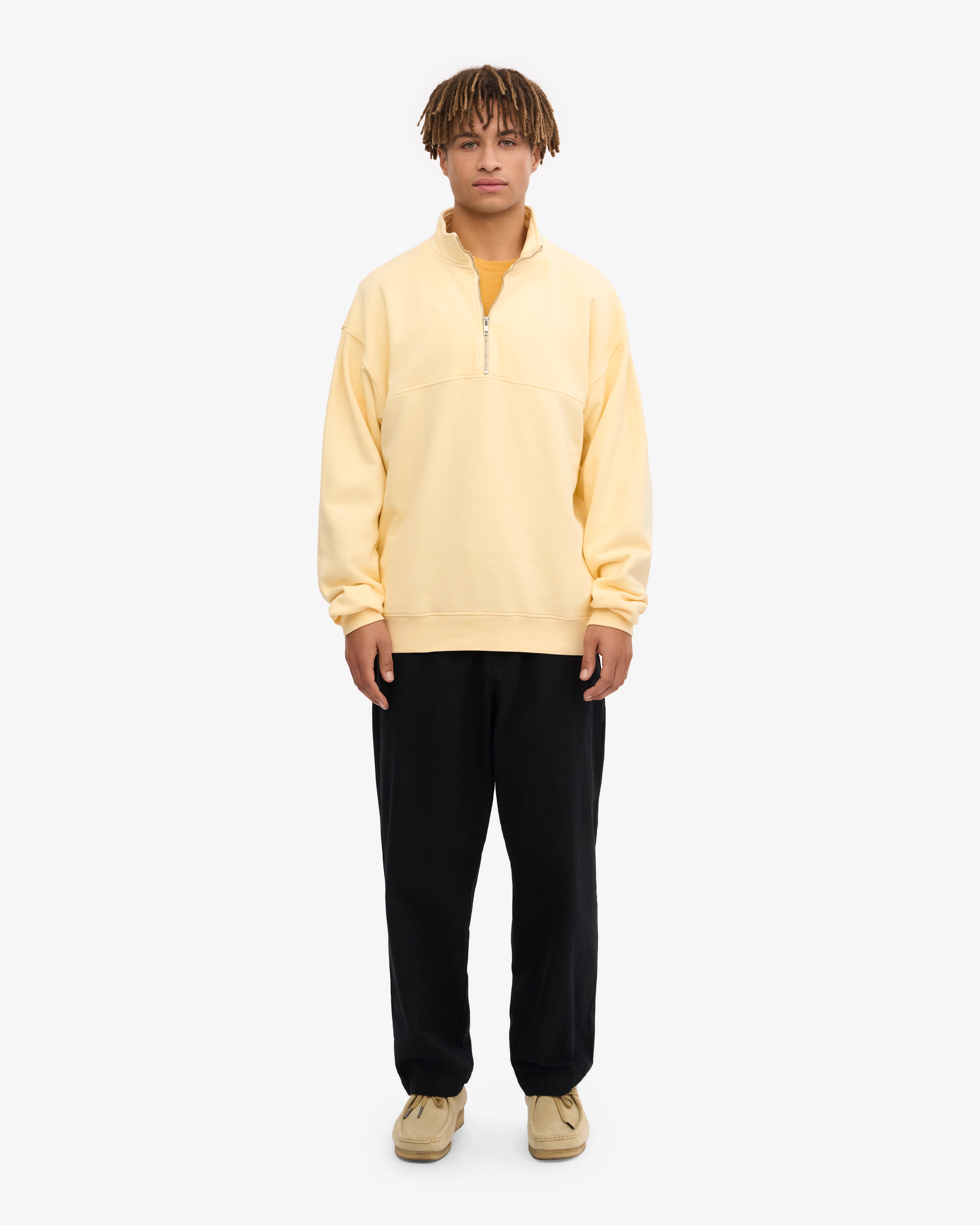 Organic Quarter Zip Sweatshirt for Men & Women - Soft Yellow Pullover for Casual Wear & Outdoor Activities