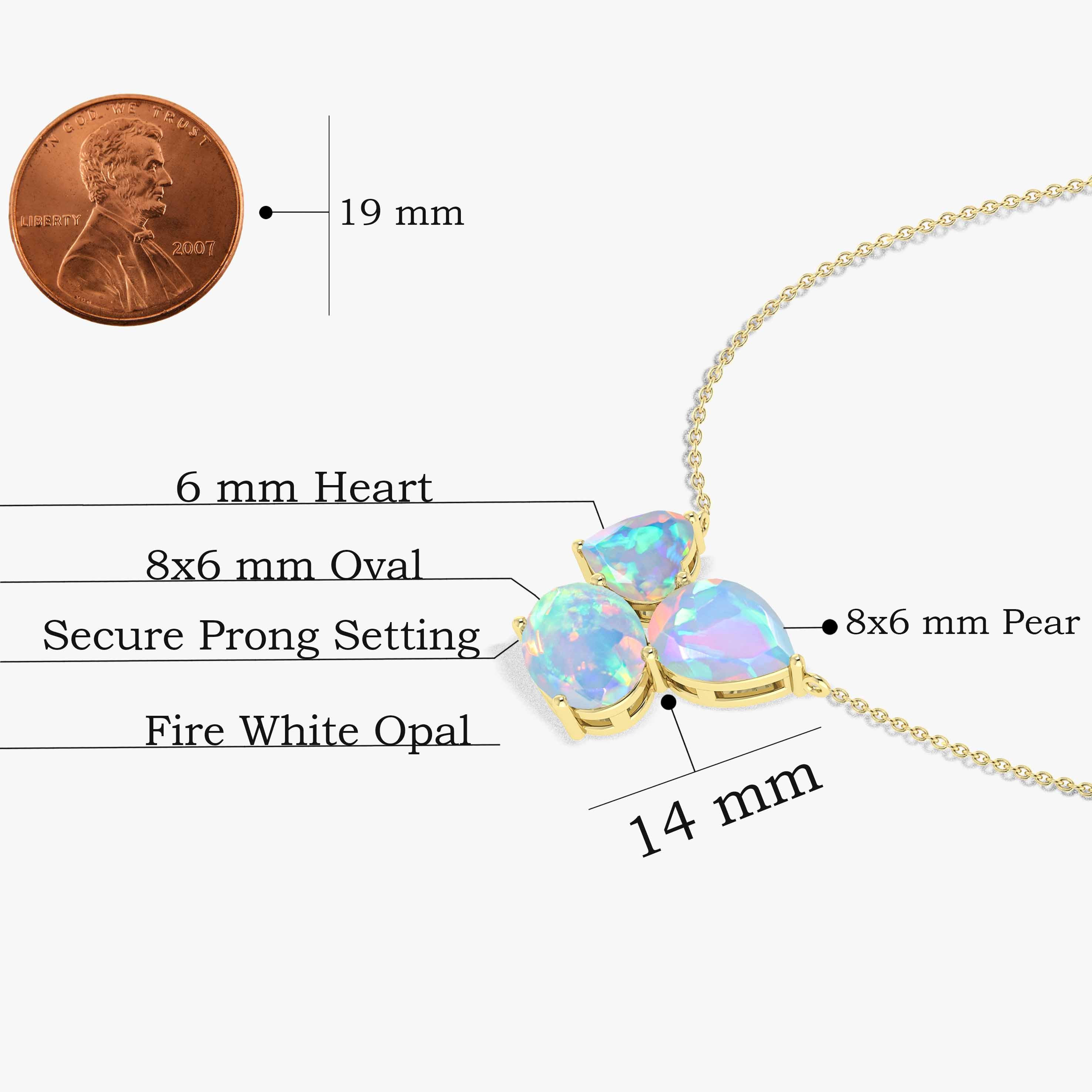 White Opal Three Stone Pendant Necklace - Elegant Sterling Silver Jewelry for Women | Perfect for Weddings, Anniversaries & Special Occasions