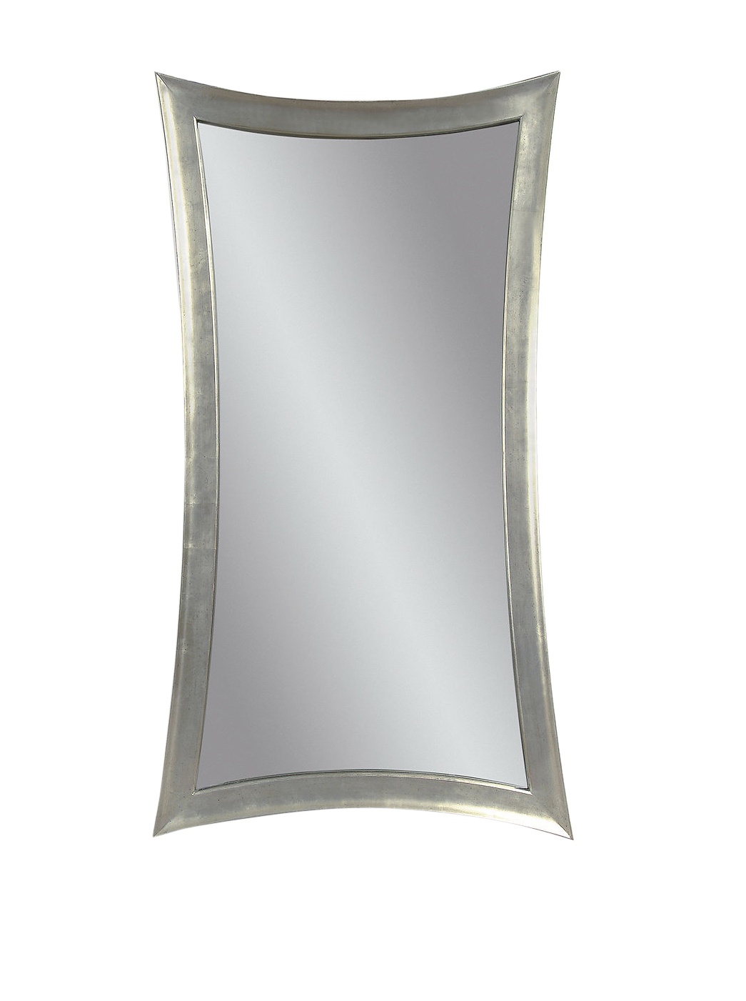 Bassett Silver Leaf Hour-Glass Wall Mirror - Elegant Decorative Mirror for Living Room, Bedroom & Entryway
