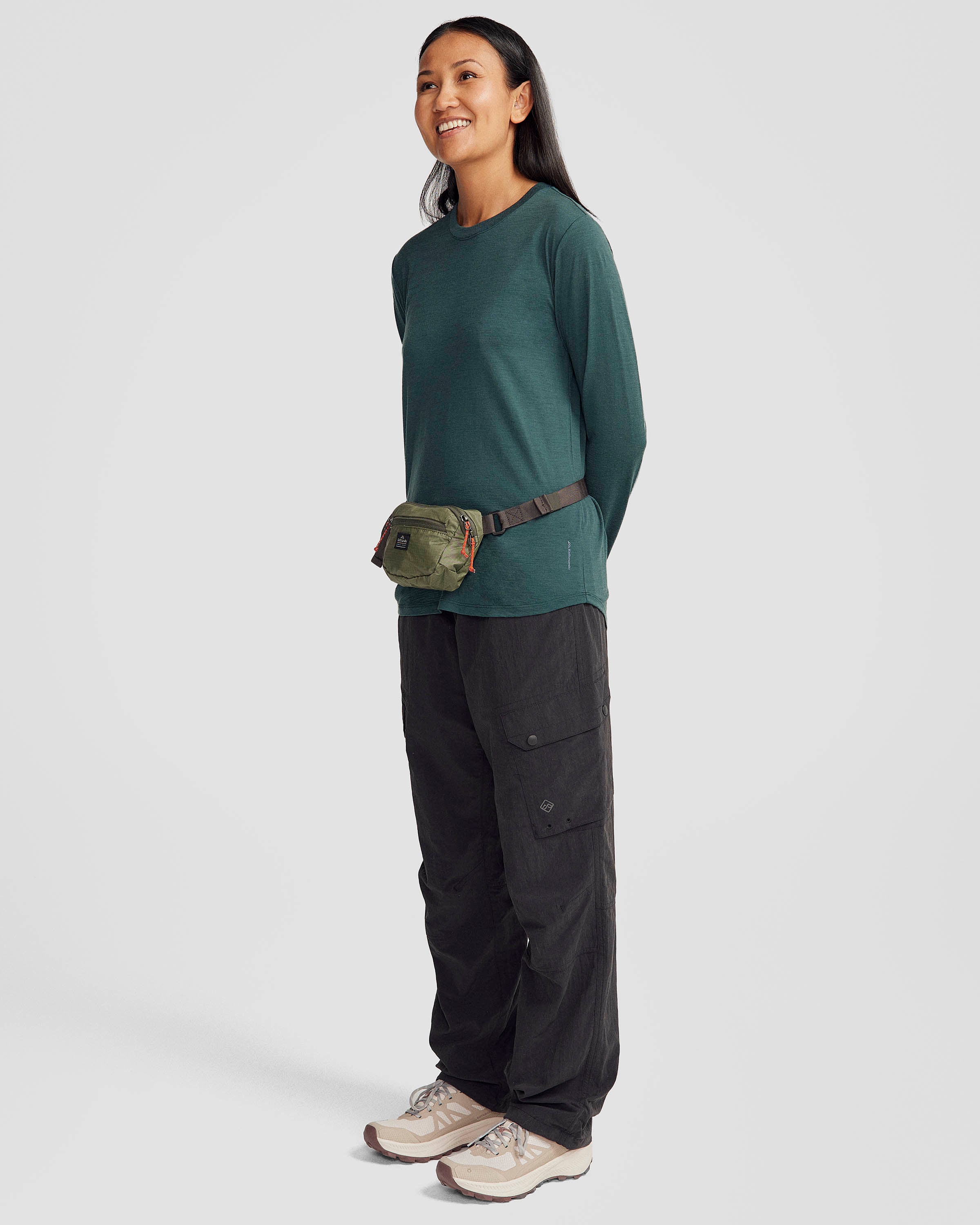 100% Merino Wool Long Sleeve Crew Neck Top for Women - Soft & Warm Winter Base Layer - Perfect for Hiking, Travel & Cold Weather Activities (Deep Forest)
