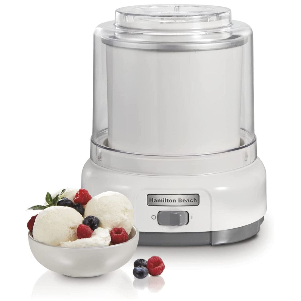Refurbished HAMILTON BEACH 68880 Ice Cream & Frozen Yogurt Maker with Home Essentials Warranty - Perfect for Homemade Desserts, Parties & Family Gatherings