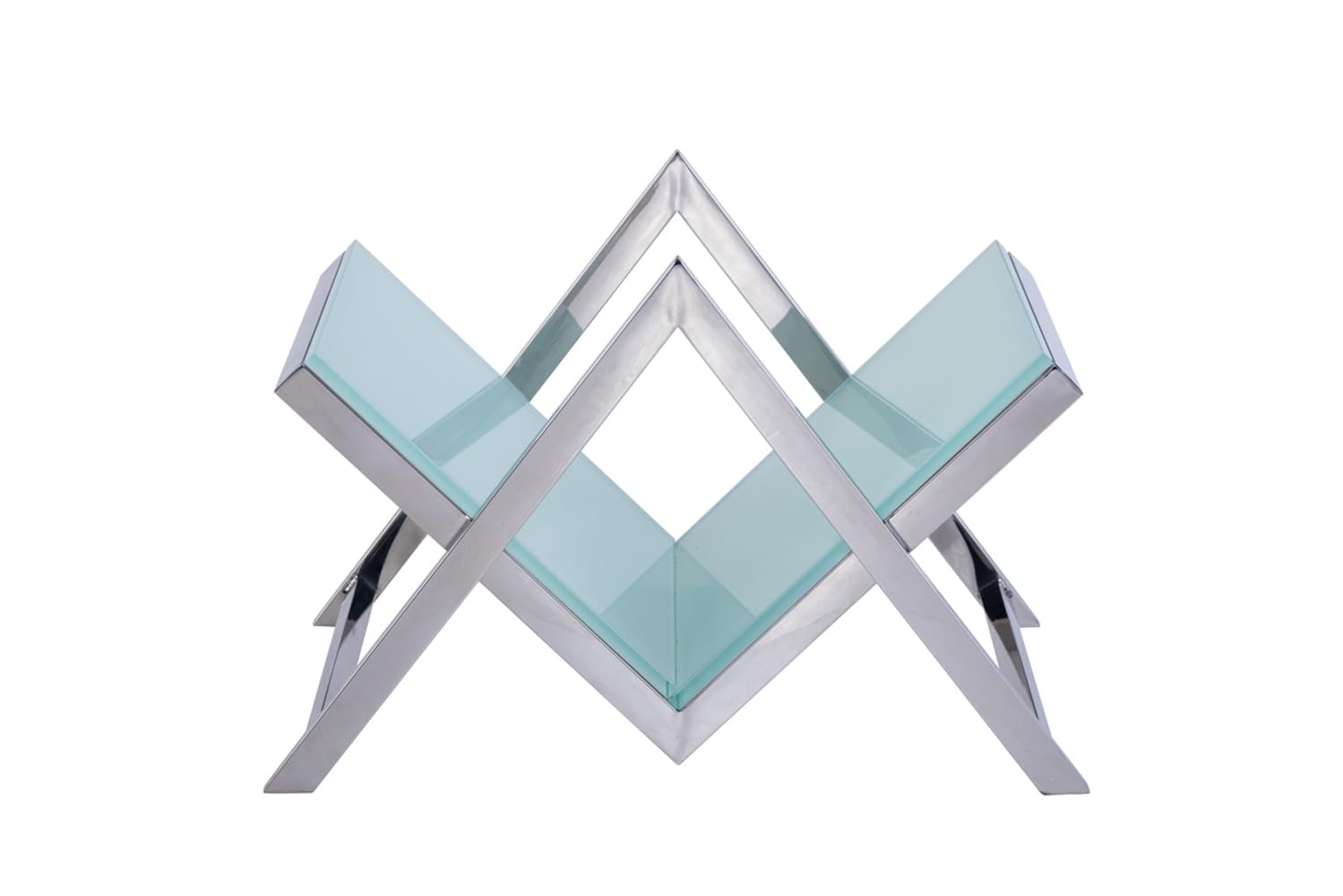 Pasargad Luxe Collection - Premium Glass & Steel Magazine Holder for Home & Office Organization - Stylish Storage for Books, Newspapers & Magazines