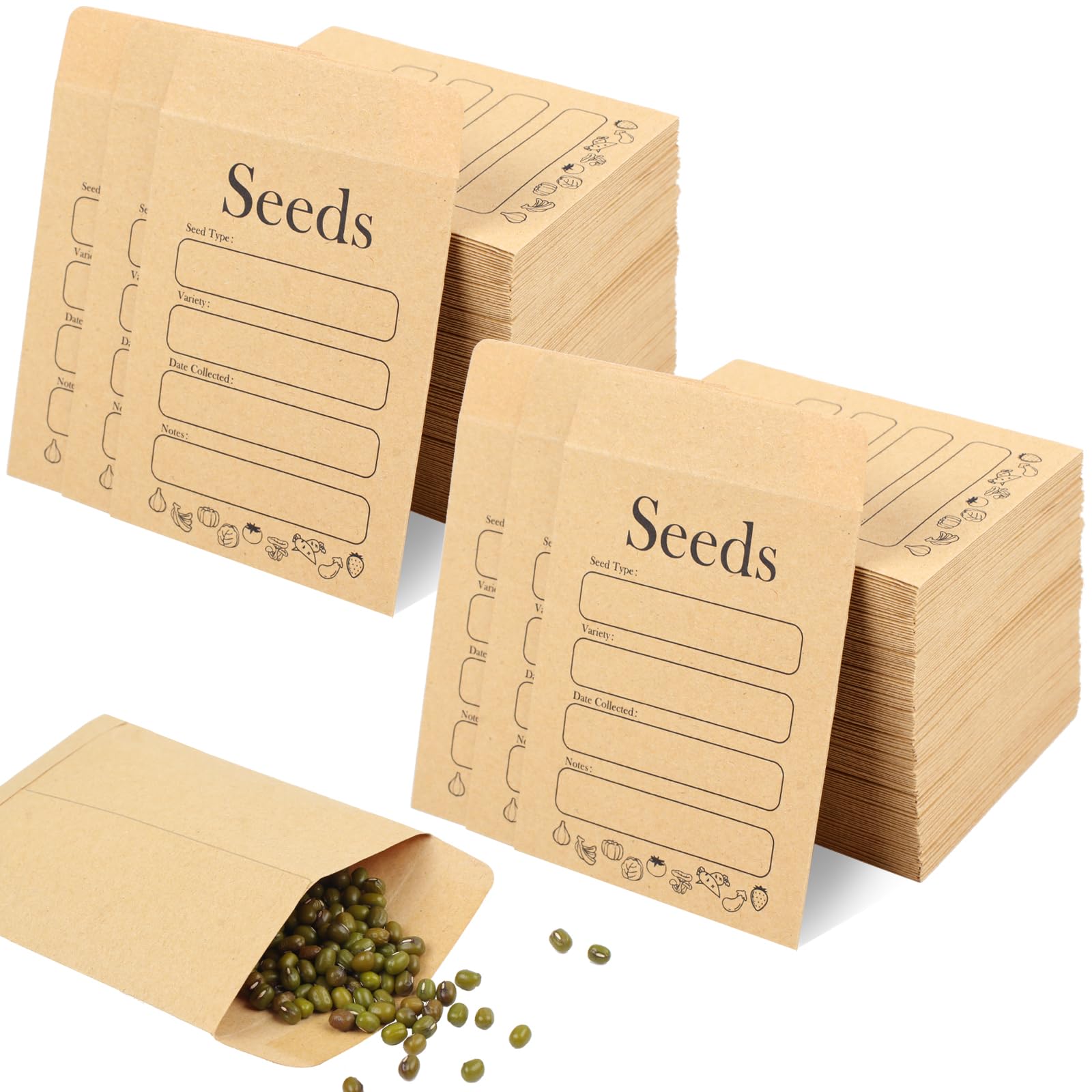 Joyberg 156 PCS Seed Envelopes 3.15”x4.72” - Kraft Paper Self-Sealing Seed Packets for Flower & Vegetable Seed Storage - Perfect for Gardeners, Seed Swapping & Organizing Plant Collections