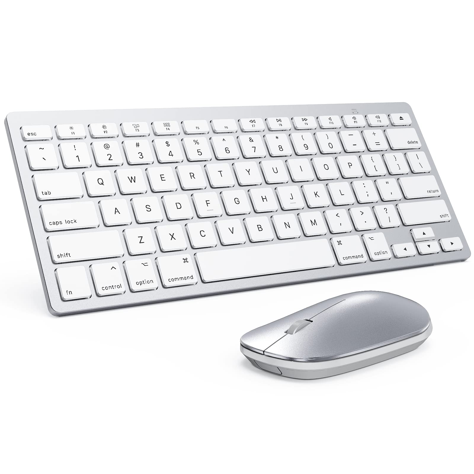OMOTON Ultra-Slim Wireless Bluetooth Keyboard and Mouse Combo for Mac - Compatible with MacBook Pro/Air, iMac, Mac Mini, PC & Laptop (Silver) | Perfect for Home Office, Remote Work & Mac Productivity Setup