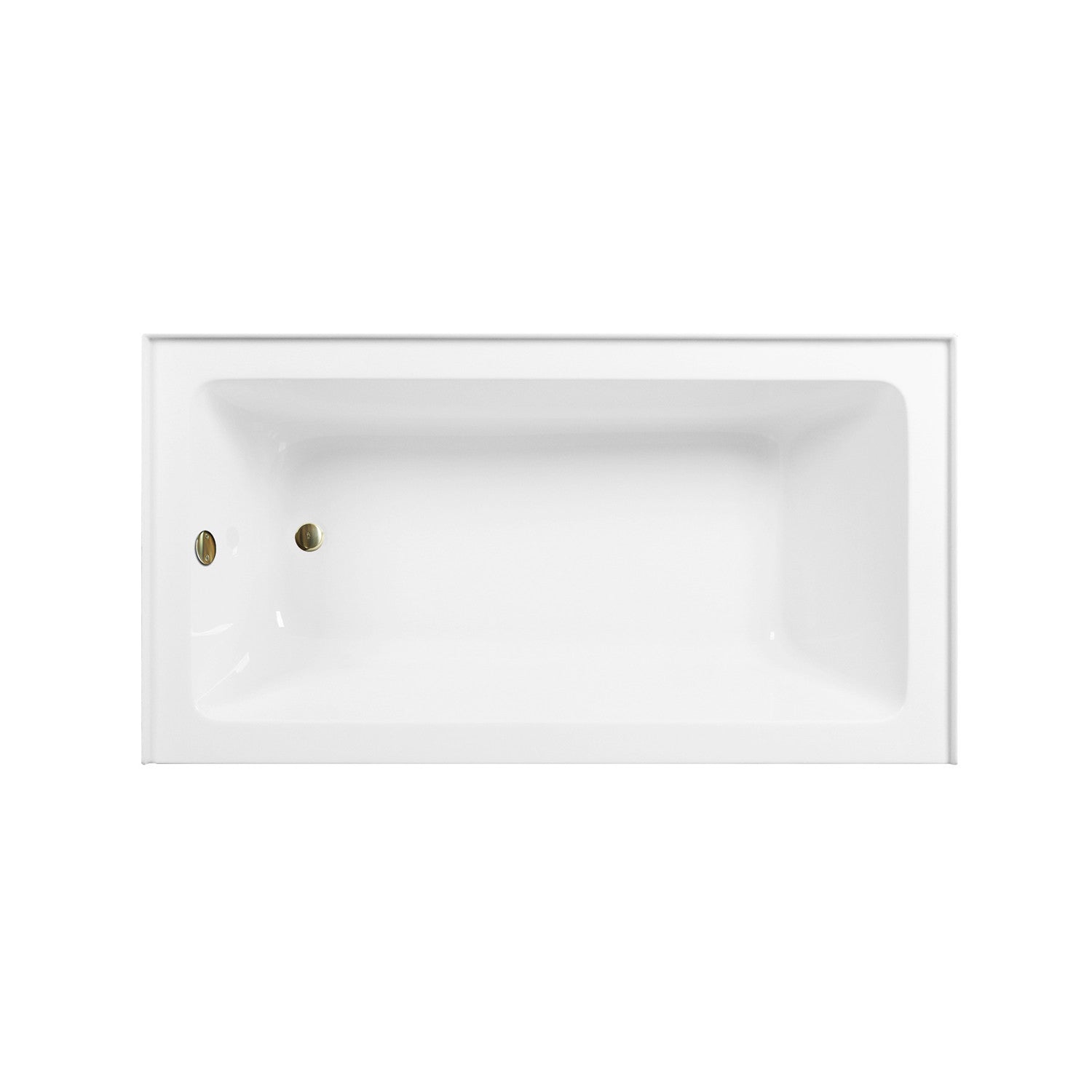Aqua Eden 60 Inch Acrylic Rectangular 3 Wall Alcove Bathtub - Left Hand Drain, Glossy White with Brushed Brass Trim | Perfect for Modern Bathroom Renovations & Spa-Like Retreats