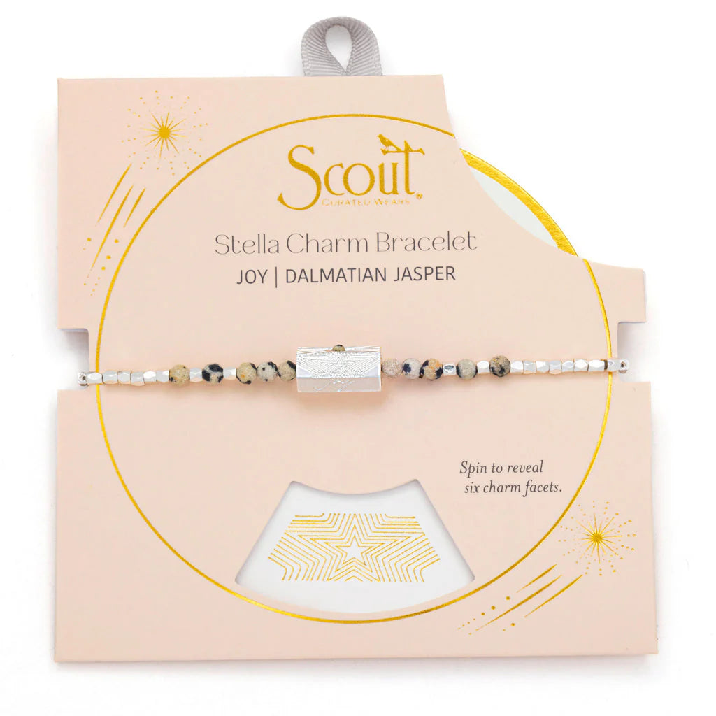 Joy Stella Bracelet in Dalmatian Silver - Elegant Adjustable Charm Bracelet for Women, Perfect for Gifts, Parties & Everyday Wear