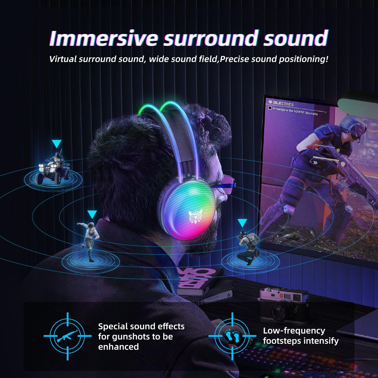 ONIKUMA X29 RGB Gaming Headset with Stereo Surround Sound, Omnidirectional HD Mic - Compatible with PC, PS4, Xbox & Phone - Perfect for Gaming, Streaming & Online Meetings