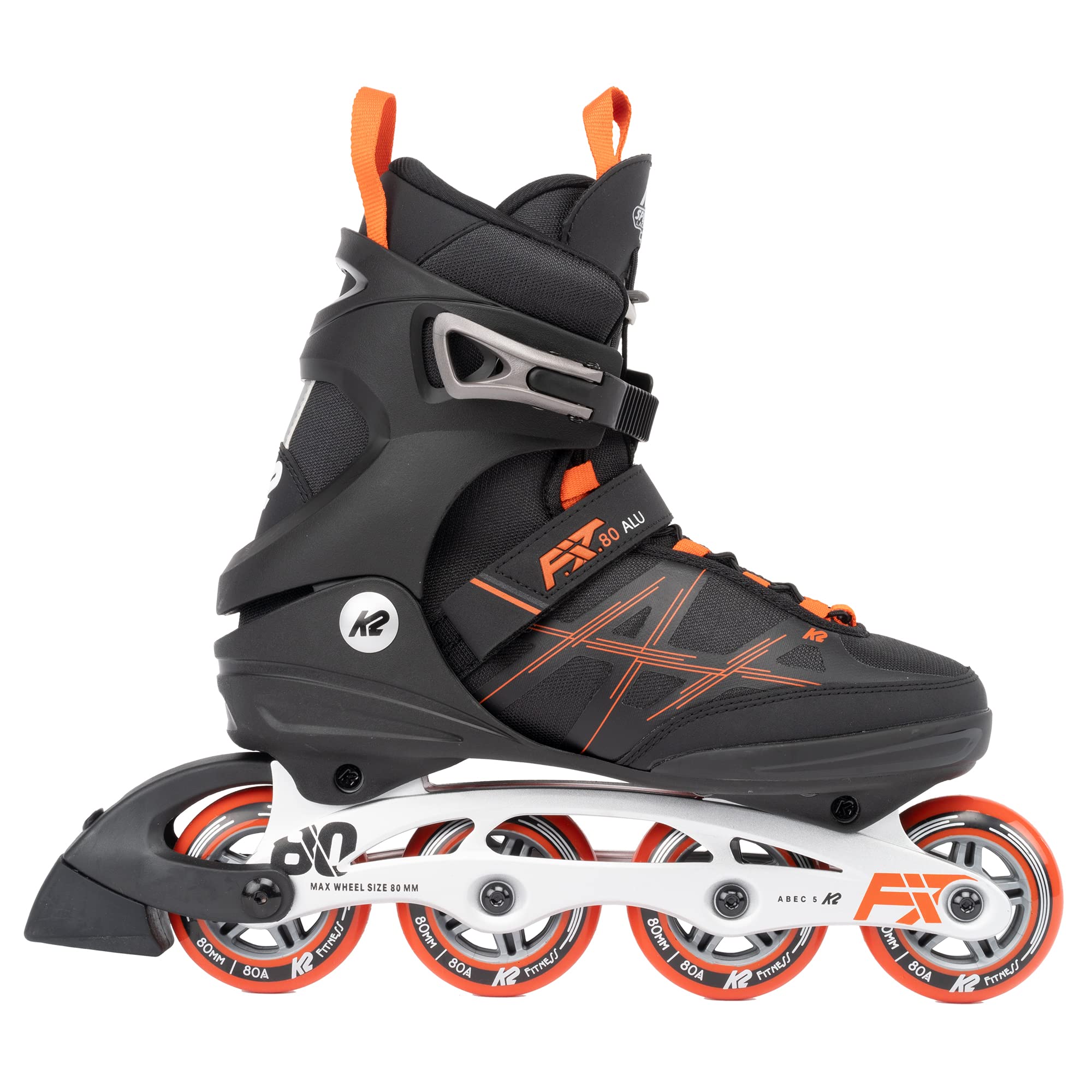 K2 F.I.T. 80 ALU Black Men's Inline Skates - High Performance Fitness & Urban Skating for Adults | Perfect for Outdoor Exercise, Commuting & Recreational Rollerblading