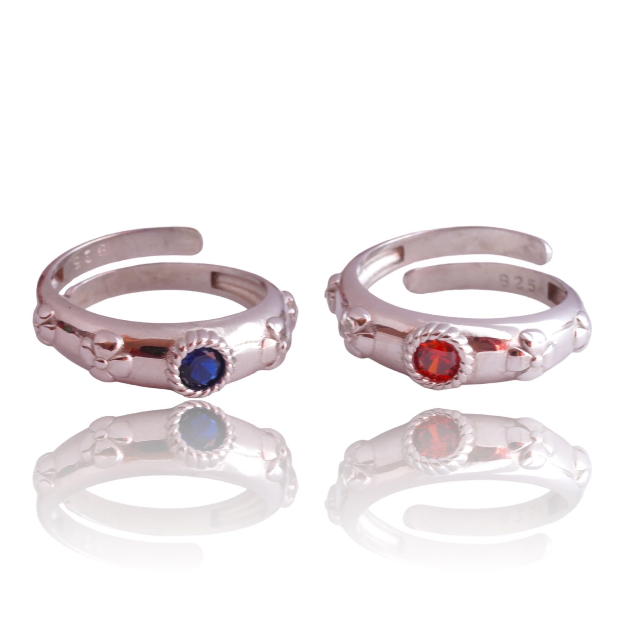 Howl's Moving Castle Ring Set - Calcifer & Sophie Couple Rings, Sterling Silver Anime Cosplay Accessory, Howl's Moving Castle Jewelry for Gifts, Anniversaries, and Cosplay Events (1 Silver Blue + 1 Silver Red Ring)