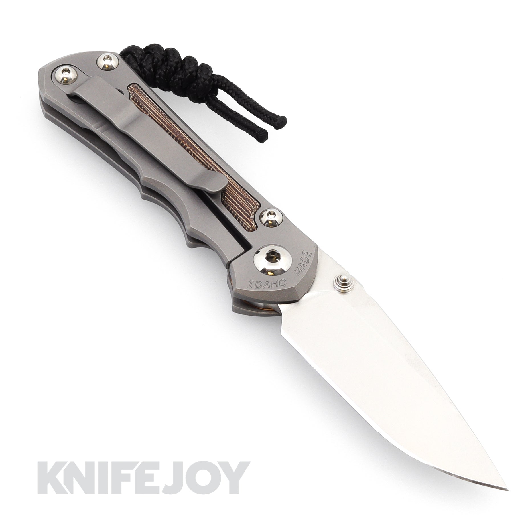 Chris Reeve Small Inkosi Folding Knife - Plain Drop Point Magnacut Blade, Glass Blasted Titanium Handles with Natural Canvas Micarta Inlays | EDC, Outdoor Survival, Camping & Tactical Use