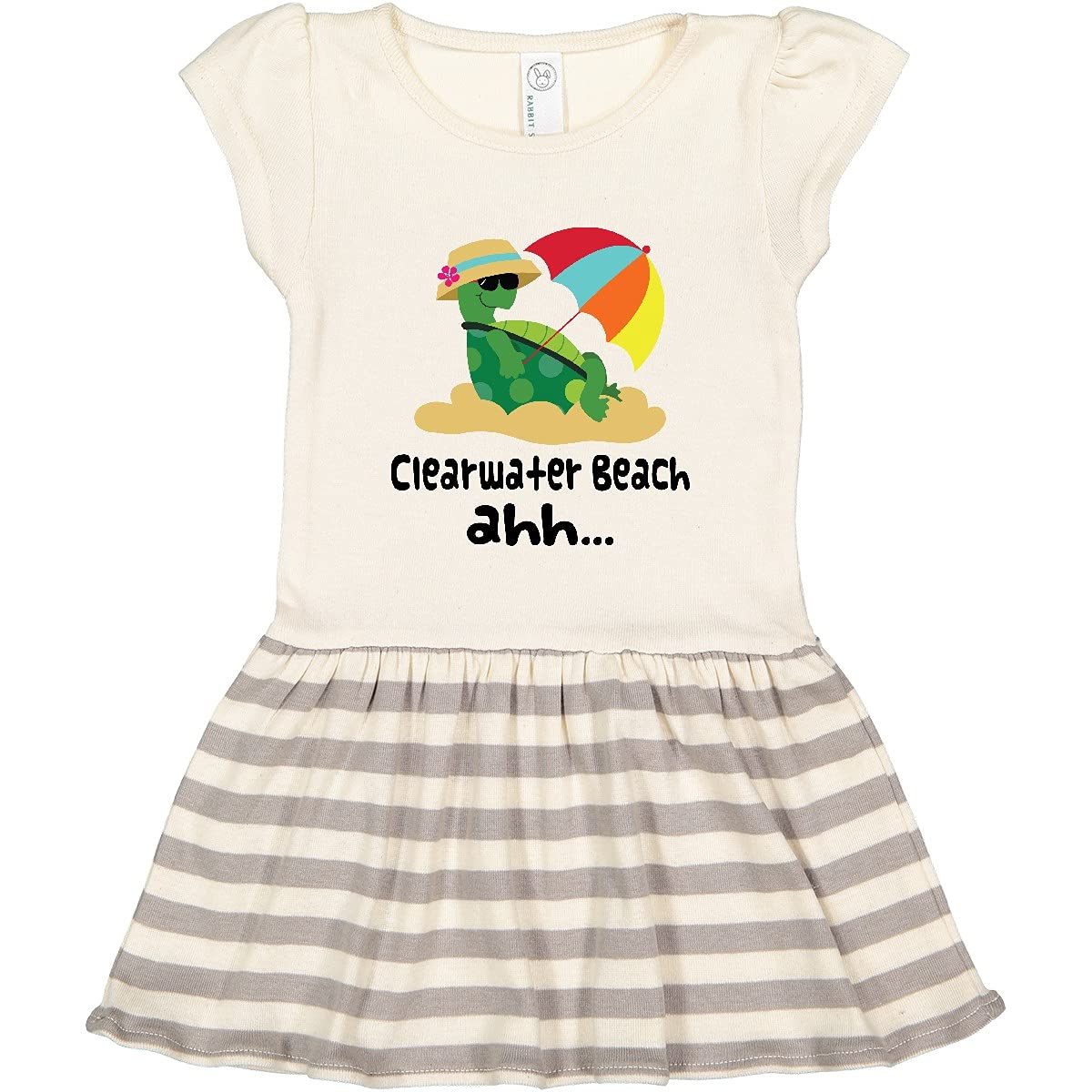 Inktastic Clearwater Beach Florida Toddler Dress - Cute Floral Print Baby Girl Outfit for Summer, Beach Vacations & Family Photos
