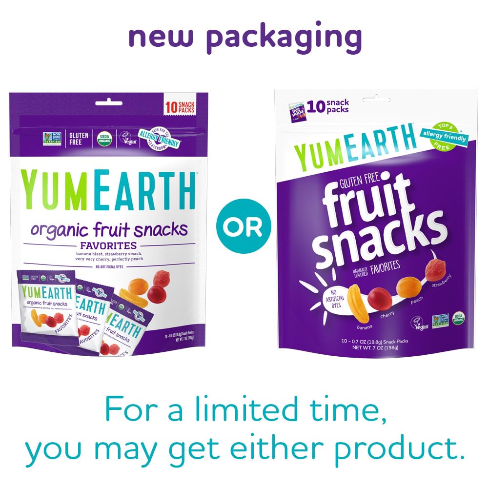 YumEarth Organic Fruit Snacks - 10 Packets, 7oz (Pack of 12) | Gluten Free, Vegan & Non-GMO | Healthy Kids Snacks for Lunch Box, School & On-The-Go