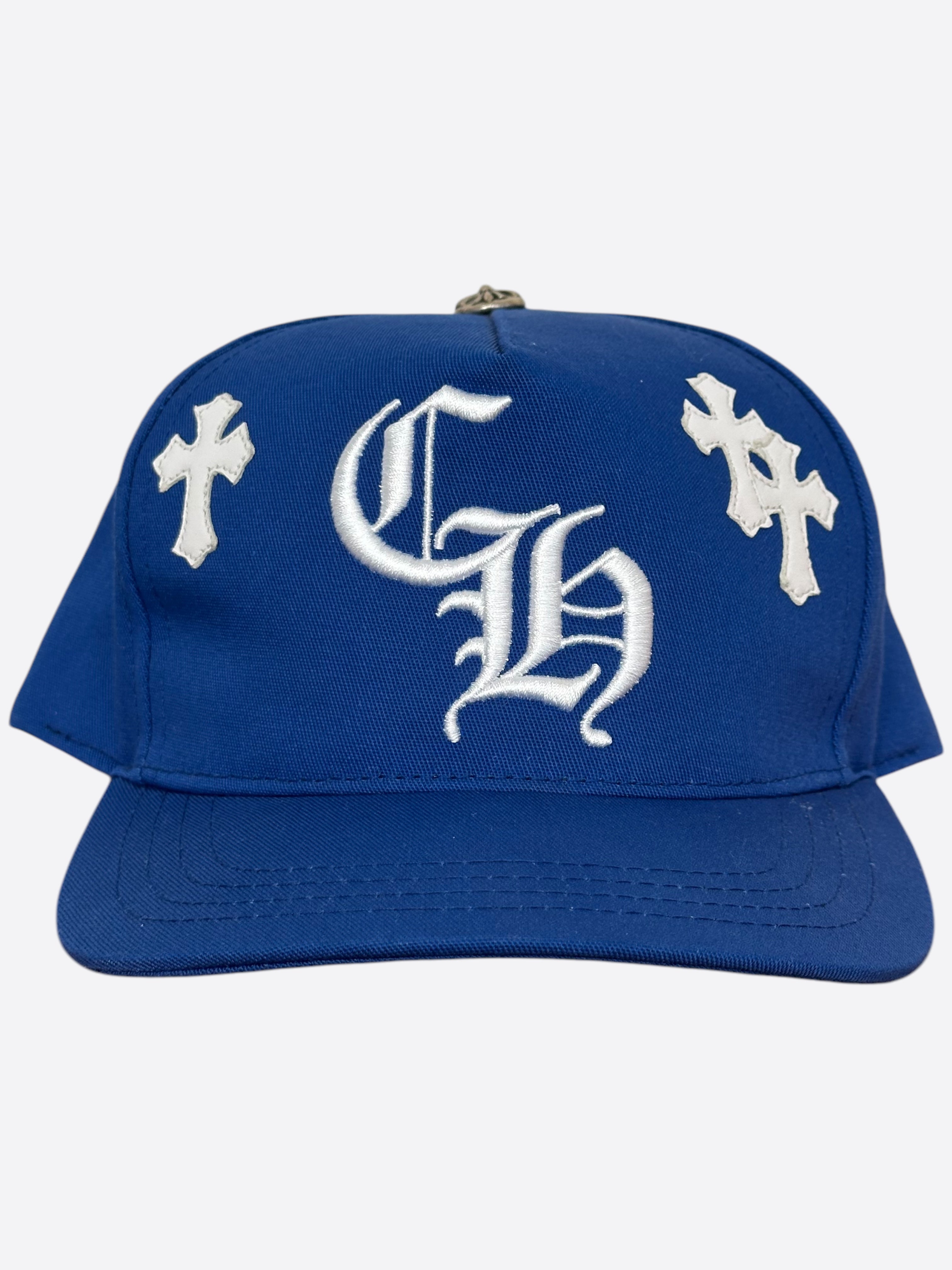 Chrome Hearts Blue & White Cross Patch Embroidered Baseball Cap - Stylish Streetwear Accessory for Men & Women | Perfect for Casual Outfits, Music Festivals & Urban Fashion