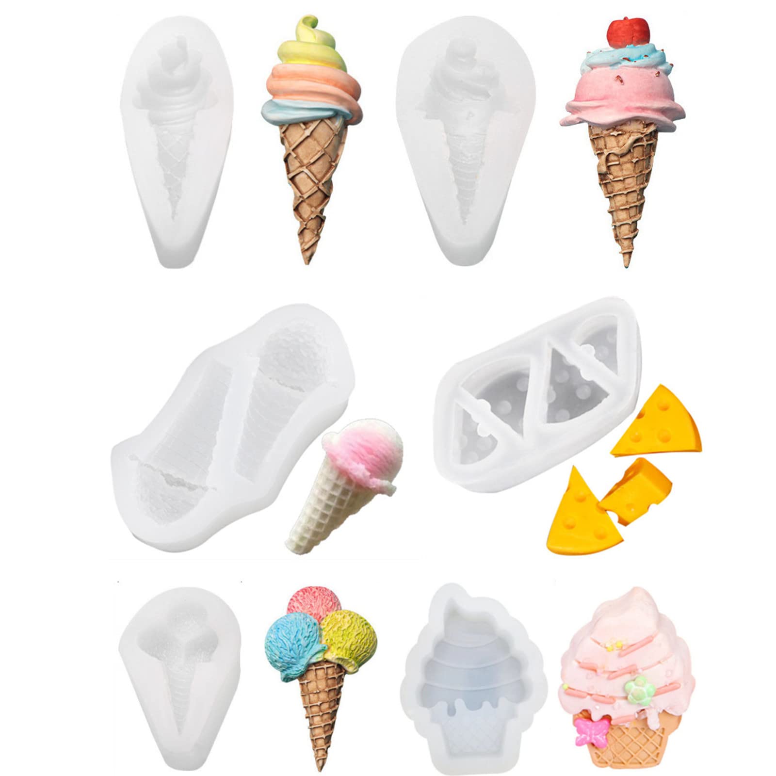 6 Pcs Silicone Ice Cream Cone Molds for Popsicles, Chocolate, Candy & Cake Decorating - Reusable Baking Tools for Summer Desserts, DIY Treats & Party Decorations