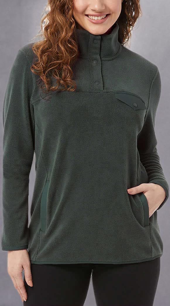 32 Degrees Women's Midweight Snap Arctic Fleece Pullover - Warm Winter Jacket for Outdoor Activities, Hiking & Casual Wear