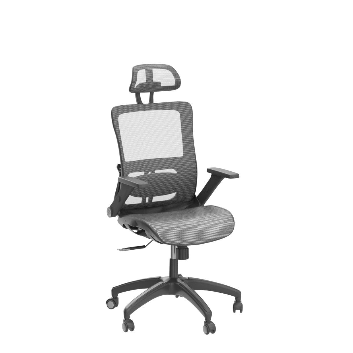 Ergonomic Mesh Office Chair with High Back, 3D Adjustable Armrests, Lumbar Support & Headrest - Grey - Perfect for Home Office, Gaming & Computer Workstations