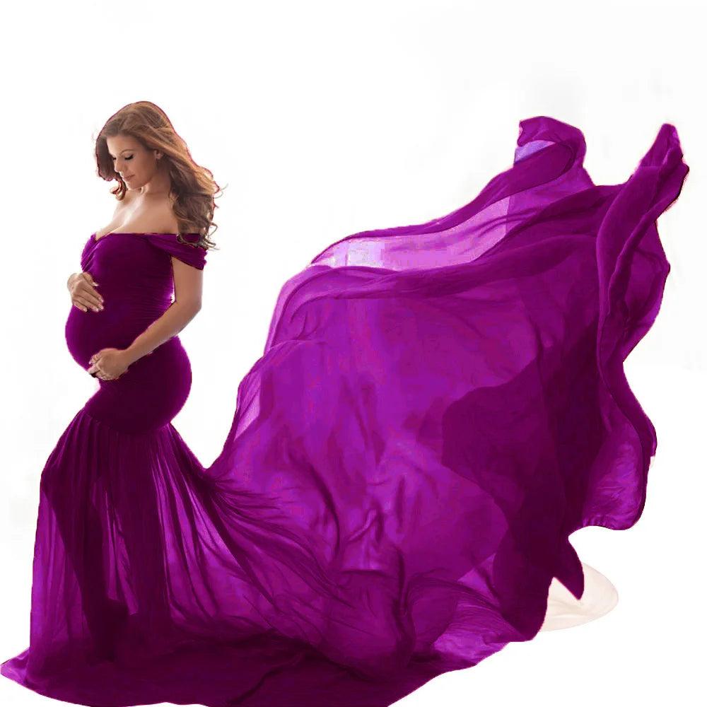 Ruffle One Shoulder Maternity Dress - 100% Pure Cotton, Solid Color Summer Photoshoot Dress for Pregnancy Photos, Baby Shower & Beach Maternity Wear