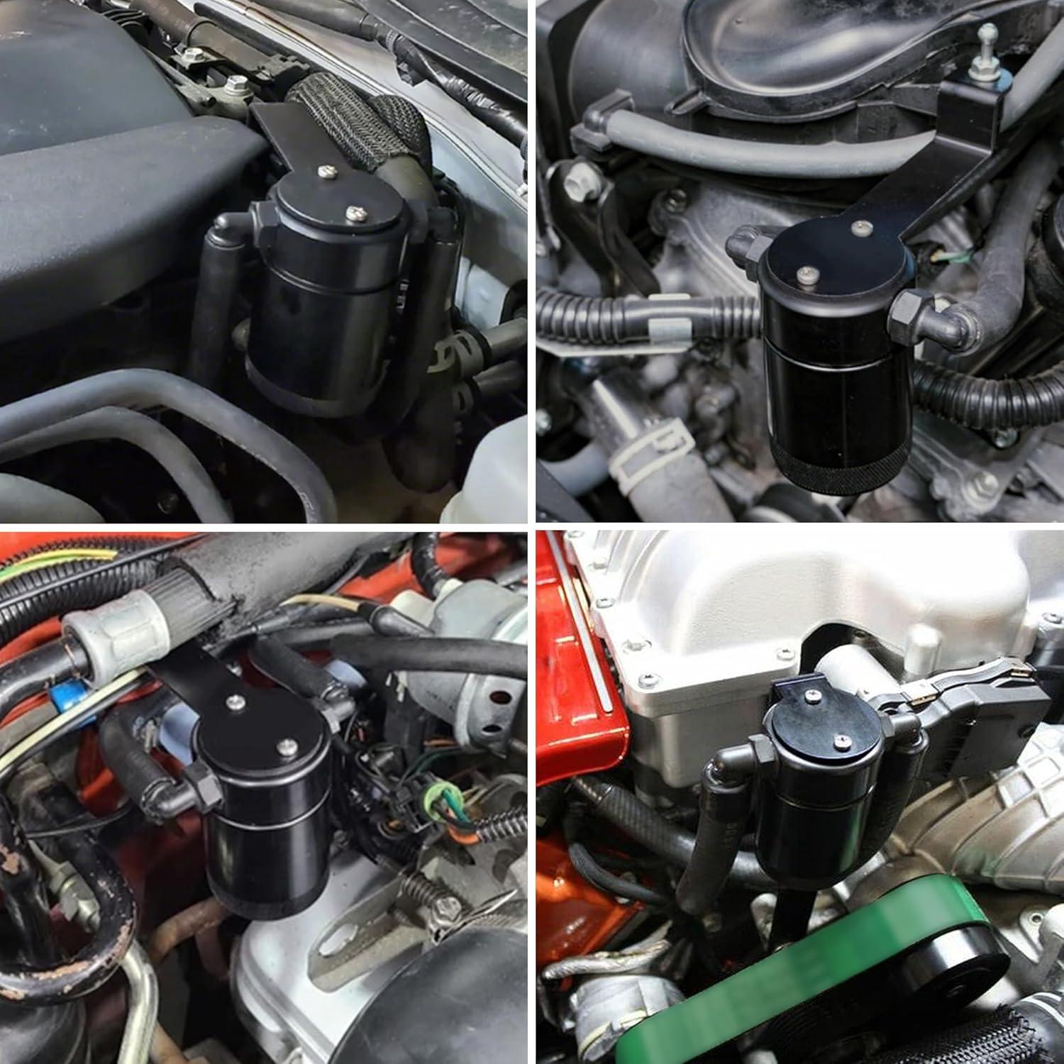 EVIL ENERGY Oil Catch Can Air Oil Separator - Compatible with 2015-2022 Dodge Charger/Challenger, 2018-2021 Jeep Trackhawk, 2018 Challenger Demon, 2021-2022 Durango Hellcat (Passenger Side, 3OZ) - Reduces Engine Sludge & Improves Performance for Racing & Daily Driving