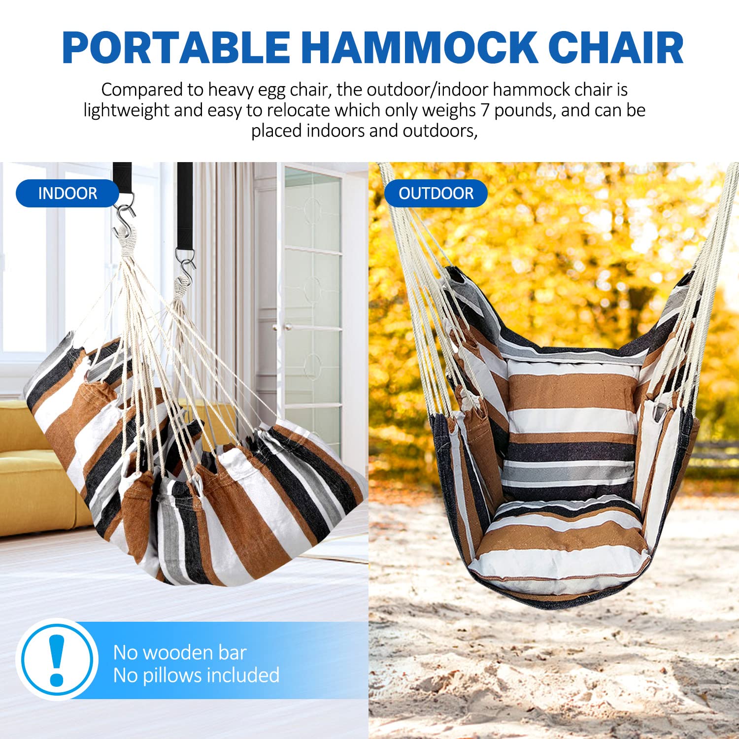 KPX Outdoor Hanging Hammock Chair - Large 43