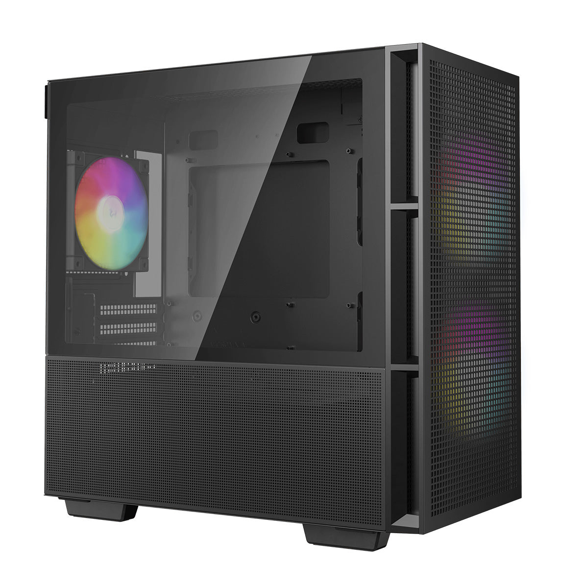 Deepcool CH360 ARGB Black Mini Tower PC Case - Compact Gaming PC Case with Tempered Glass & RGB Lighting for Home/Office Gaming Setup