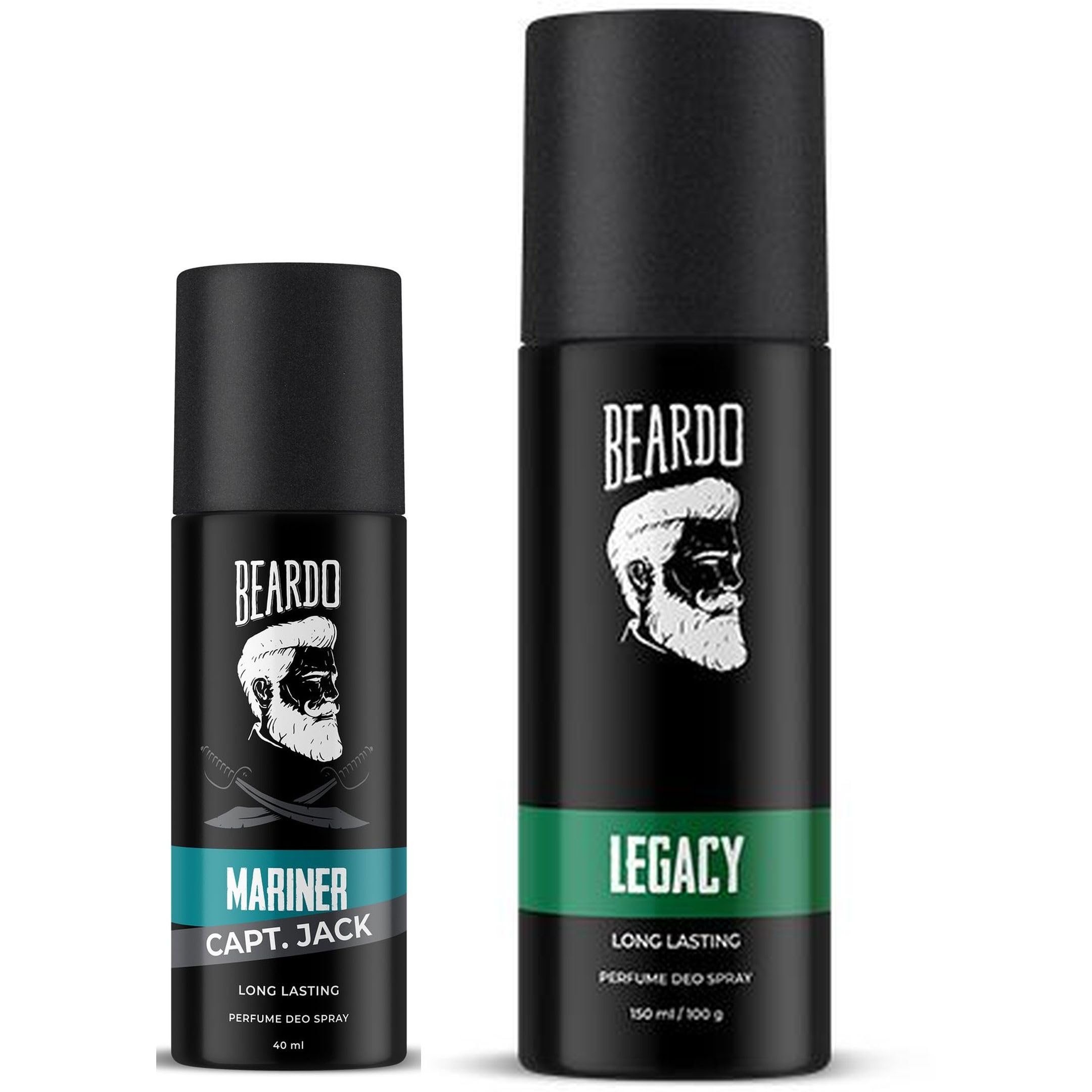 Beardo Legacy 150ml & Mariner Captain Jack 40ml Men's Perfume Body Spray Set - Spicy Aromatic Long Lasting Fragrance | Premium Deodorant for Men | Gift for Brother, Friends, Husband | Perfect for Work, Date Night & Special Occasions