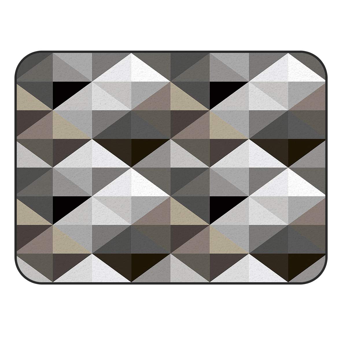 Vandarllin Geometric Triangle Pattern Area Rug - Non-Slip Rubber Backing, 3' x 5' Black & White - Perfect for Living Room, Bedroom, Dining Room, Kitchen & Bathroom Floor Decor