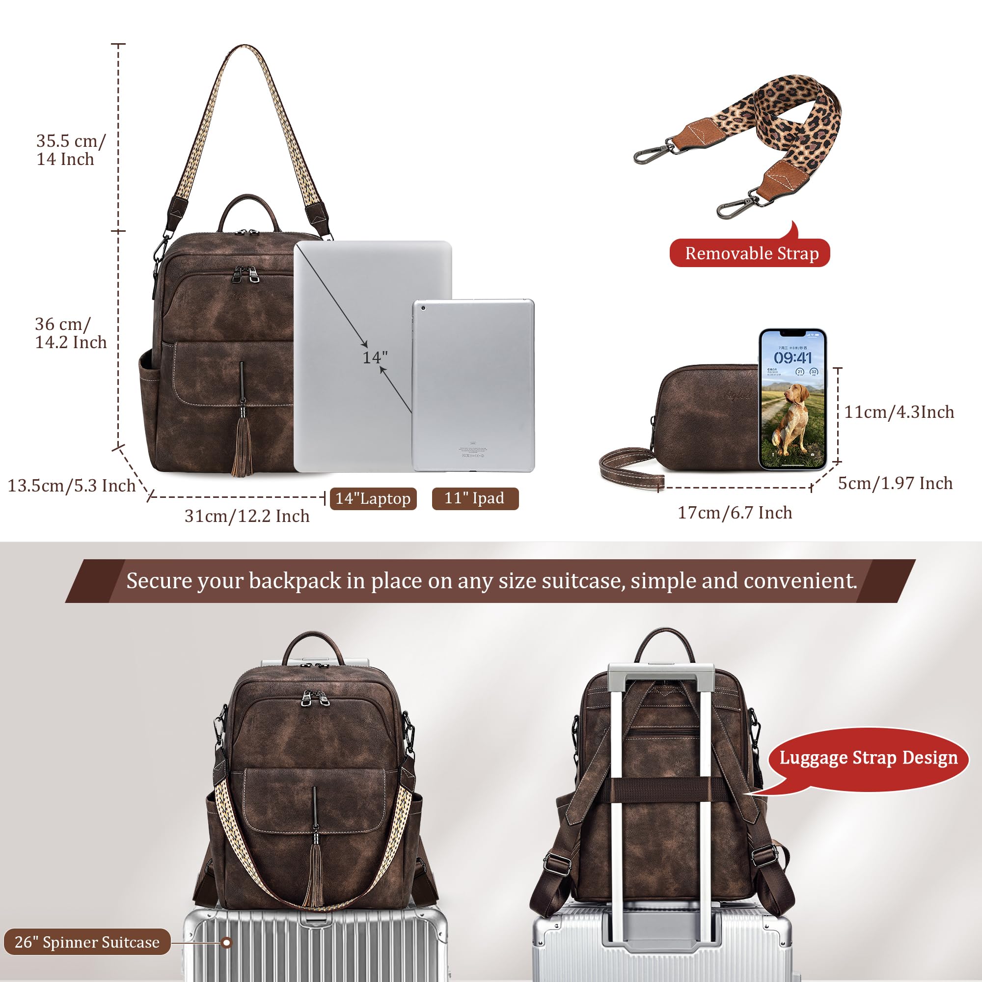Women's Leather Backpack Purse - Fashion Tassel Shoulder Bag for Daily Use & Travel